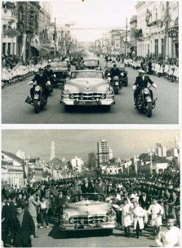 Cadillac conversível 1952 em desfile por Curitiba